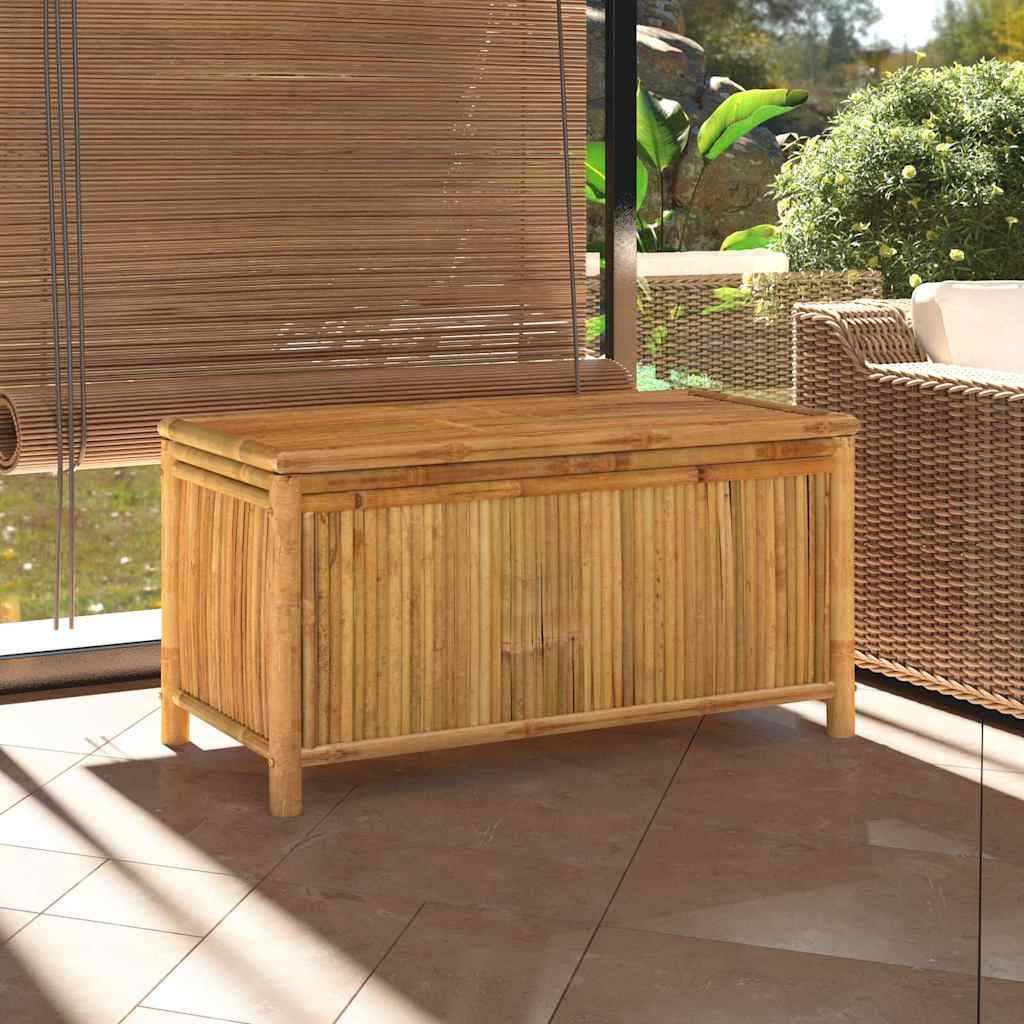 Malle de Rangement Bambou Naturel Banc Coffre pour Terrasse et Balcon Brun 110x52x55 cm – ComfortXL Outdoor Living - Image 1