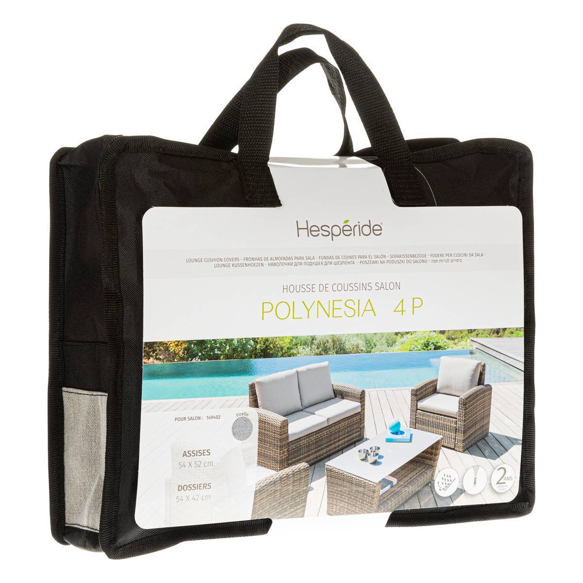 Hesperide - Housse de coussin pour salon "Polynesia" 4 places naturae en polyester Hespéride