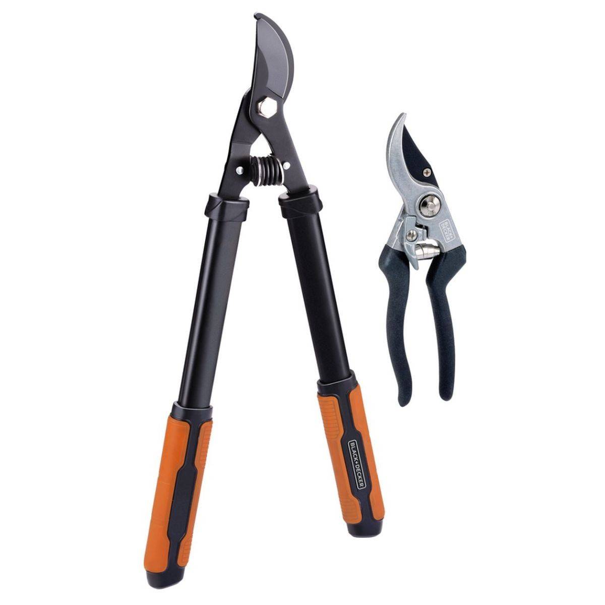 Pack 2 outils Coupe Branches 53,3 cm + Sécateur de Jardin 20,3 cm Outillage Jardinage Black et Decker - Imagen 1