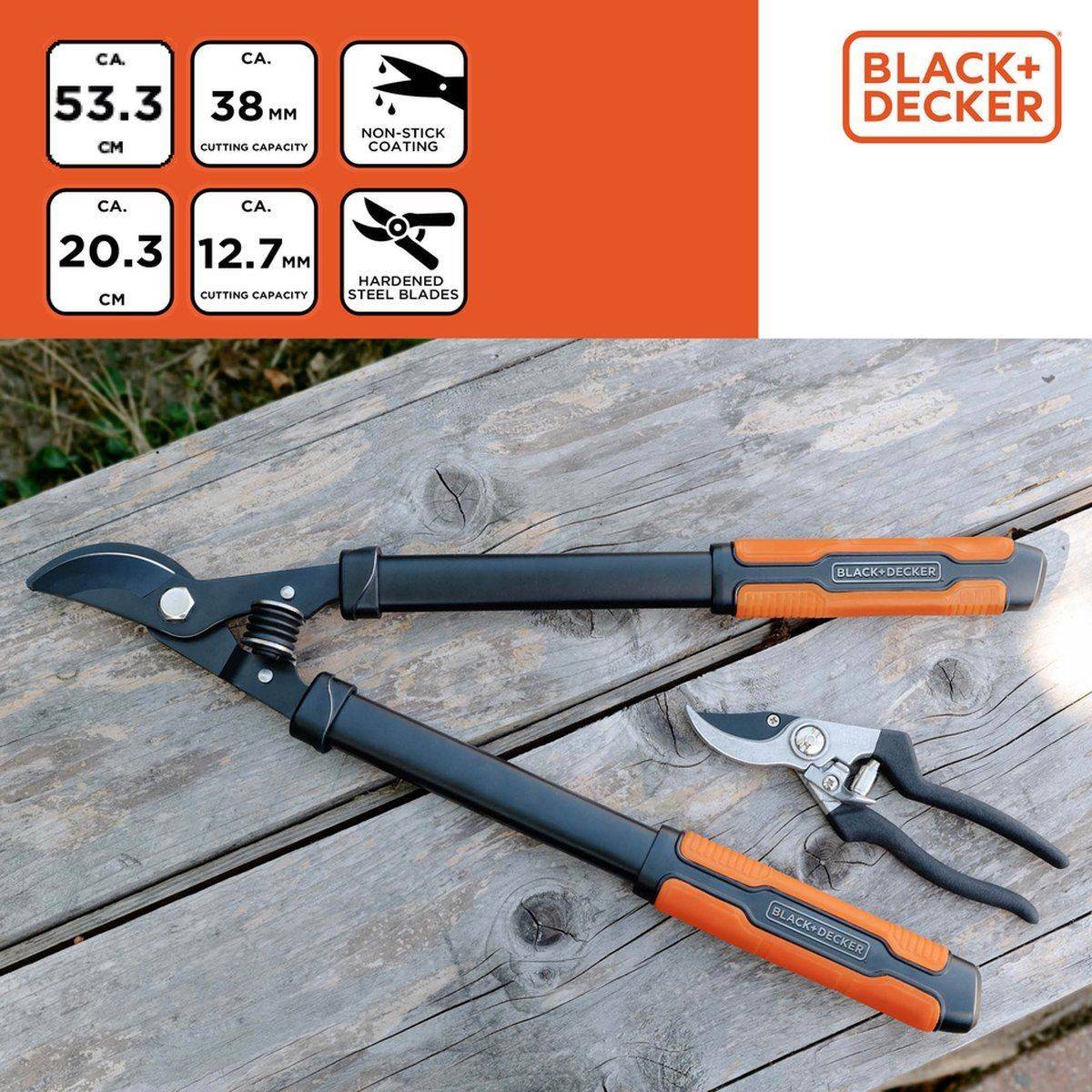 Pack 2 outils Coupe Branches 53,3 cm + Sécateur de Jardin 20,3 cm Outillage Jardinage Black et Decker - Imagen 3