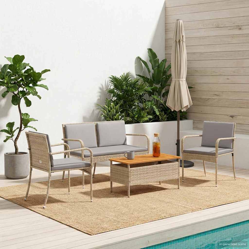 Vidaxl - Ensemble de jardin-Salons de jardin Beige polyrotin 944531 - Image 3