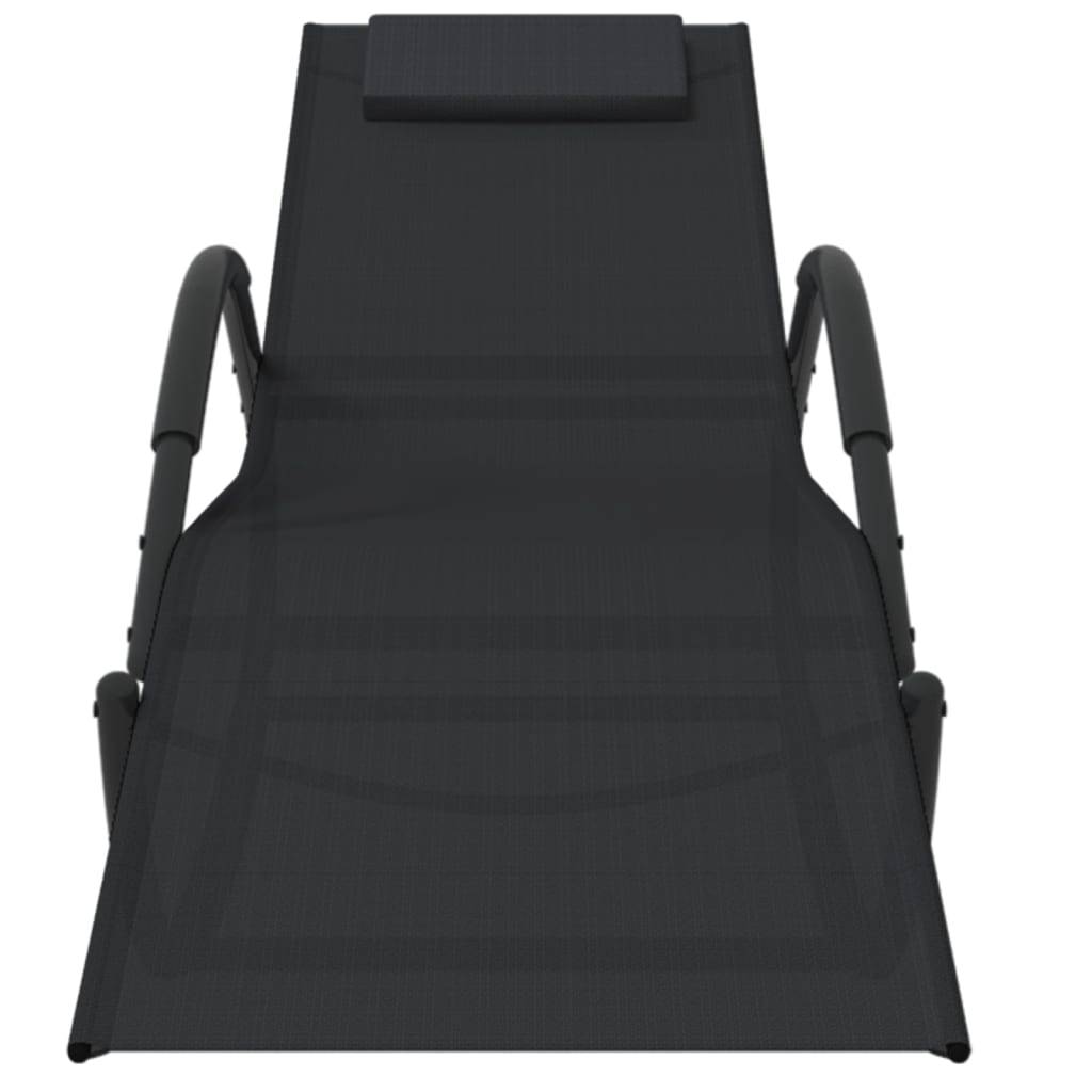 Helloshop26 - Lot de deux chaises longues à bascule noir acier et textilène - Imagen 3