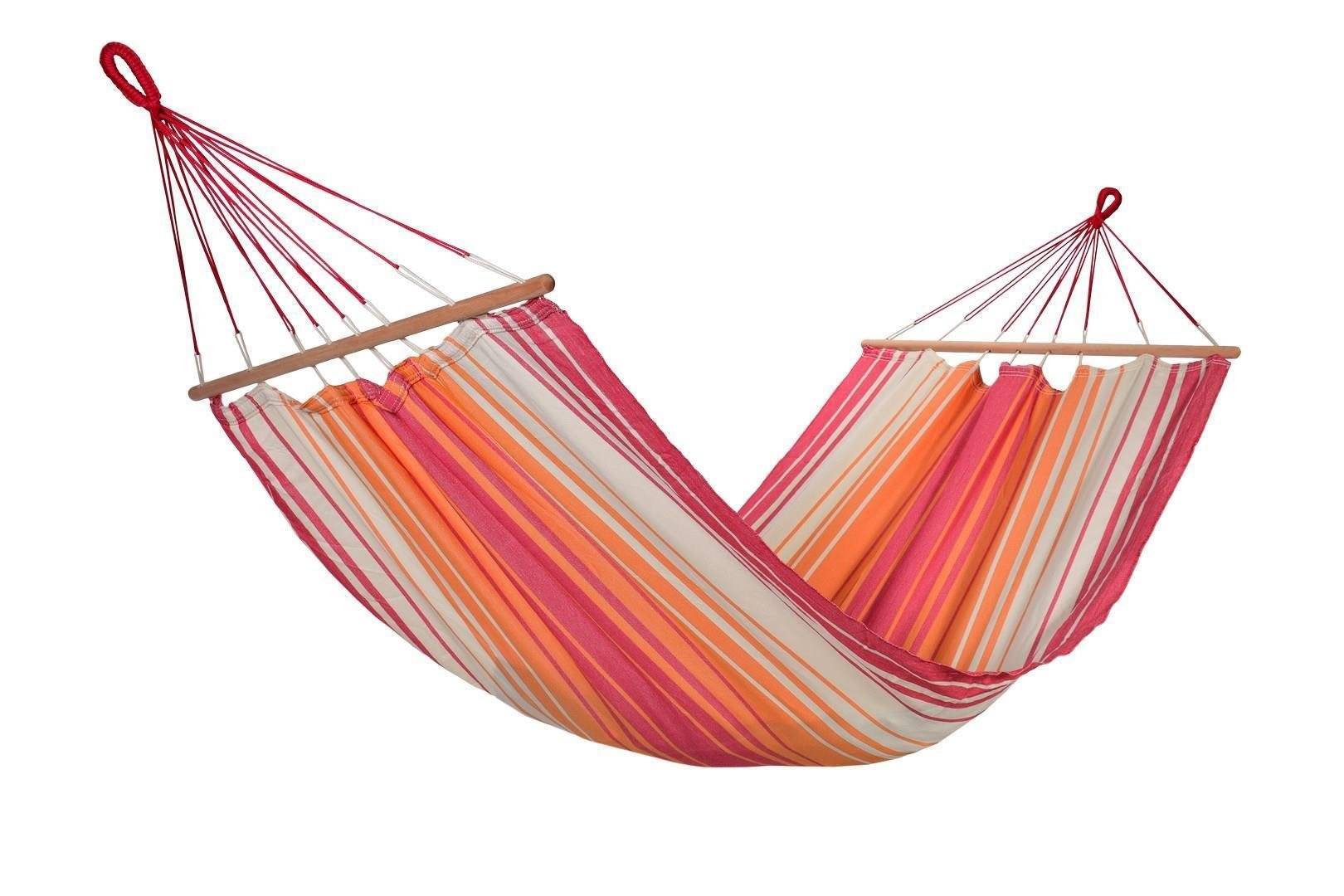 Jobek - Hamac KOLOR 300x100 cm en Polypropylène Orange Écru Rouge certifié FSC 100% JOBEK