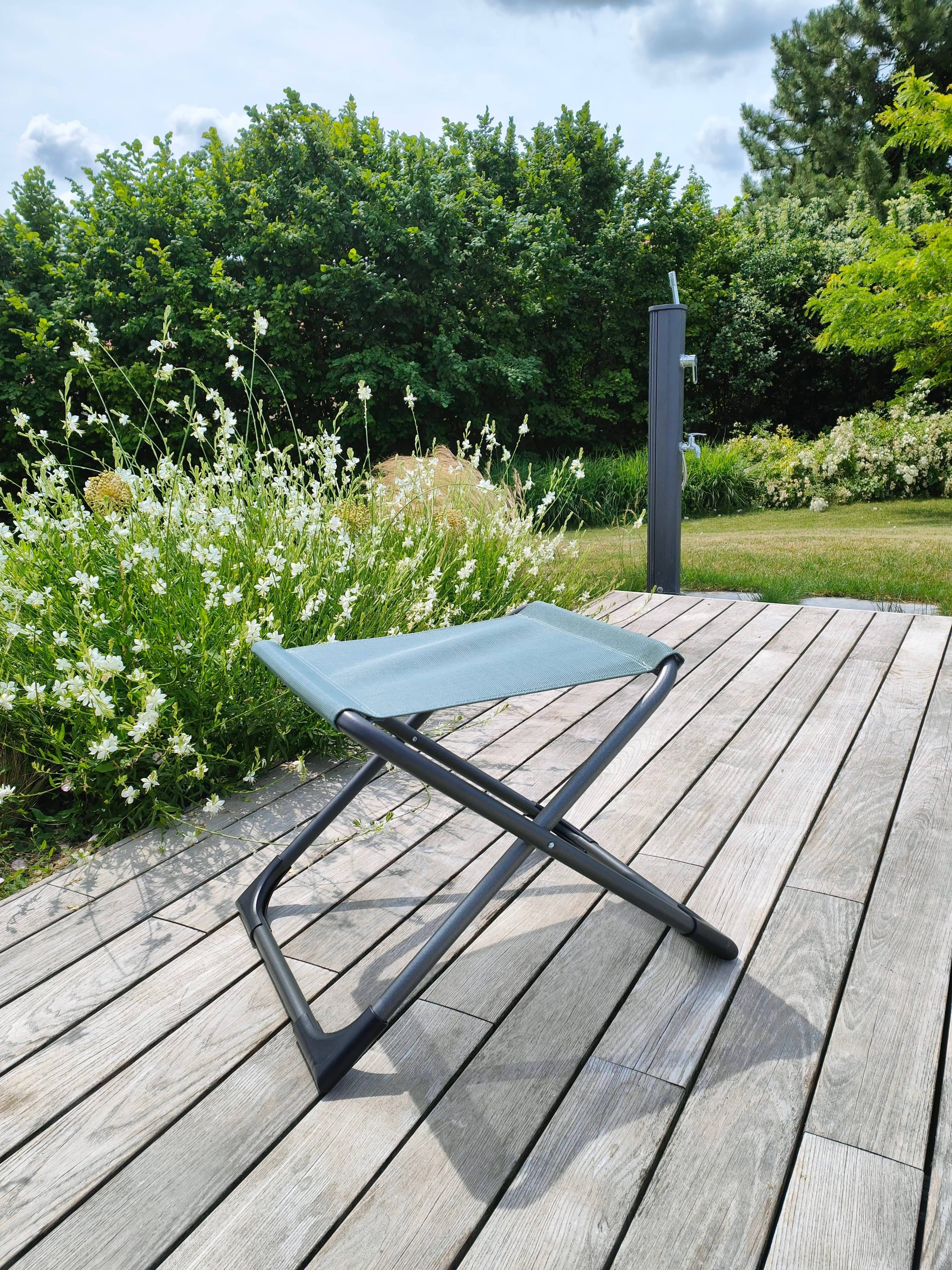 Fiam - Repose-Pieds CHICO Acier ANTHRACITE Texfil VERT SAUGE 49x61x42 cm FIAM - Imagen 4