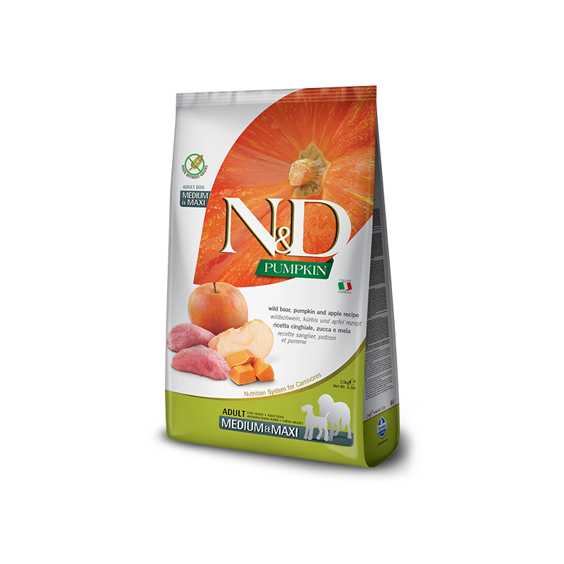 Croquettes chien - N&D - Sanglier Pomme - Medium / Maxi - Farmina 12 kg