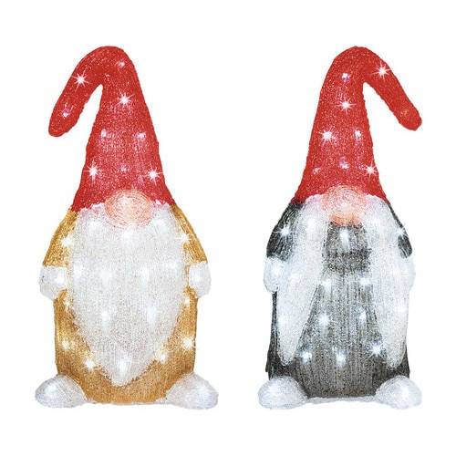 Kaemingk - Set de 2 gnomos de acrílico de 44 cm con 60 LED de luz blanca fría - KAEMINGK