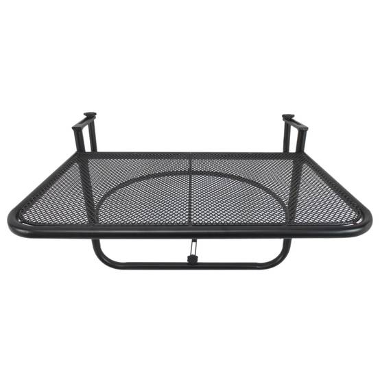 Table suspendue de balcon réglable en hauteur 60x56,5x45cm, métal noir, idéale pour balcon et terrasse - Image 1
