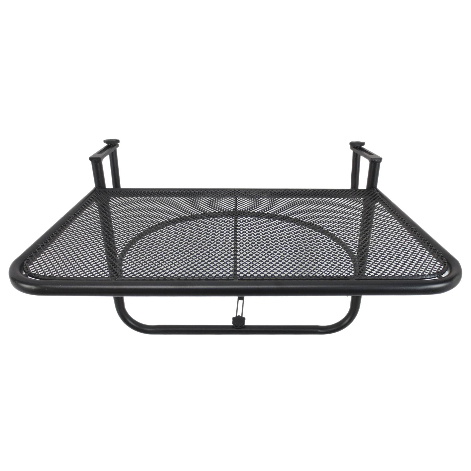 Table suspendue de balcon réglable en hauteur 60x56,5x45cm, métal noir, idéale pour balcon et terrasse - Image 1