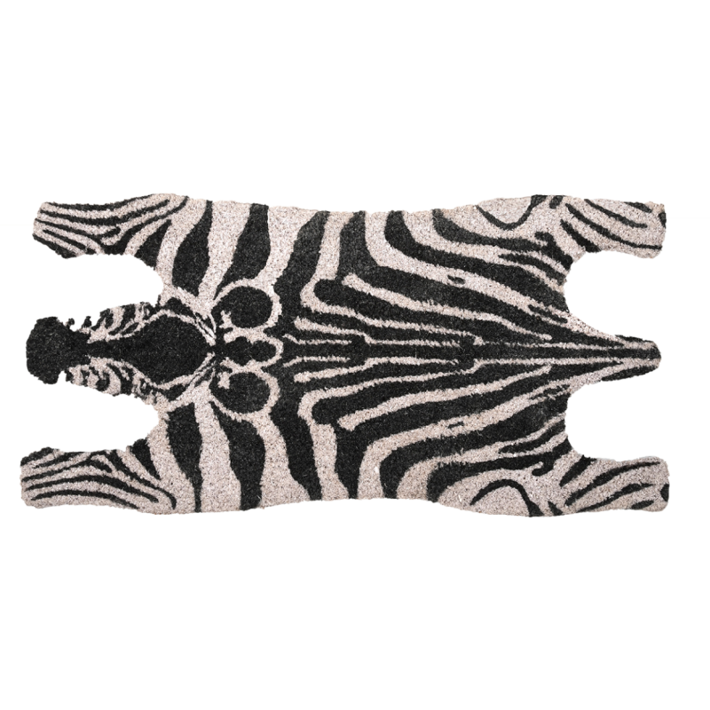 Paillasson zèbre en fibre de coco - Blanc/Noir - L 75 x P 38 cm