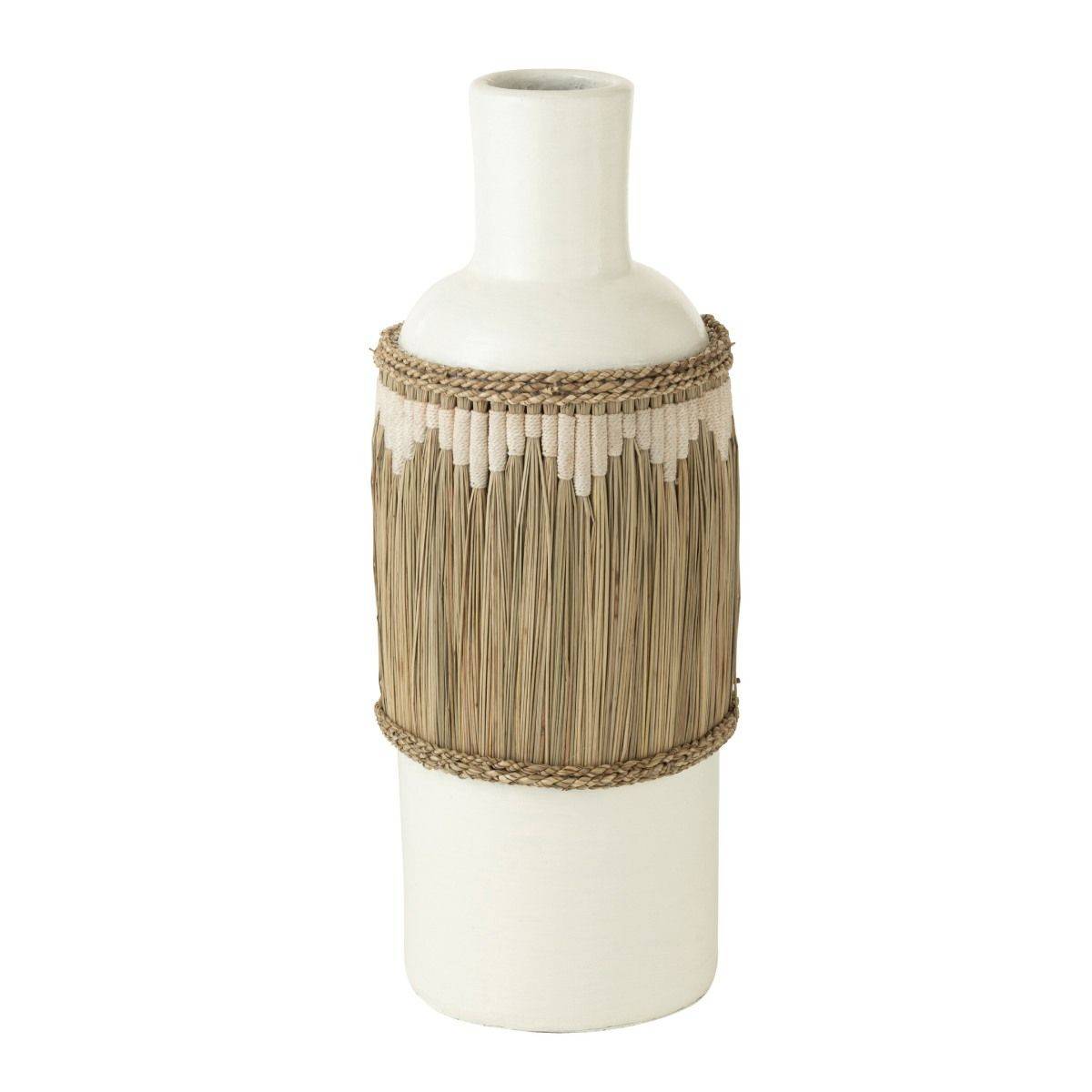 Vase Bouteille Déco "Herbes" 75cm Blanc - Image 1