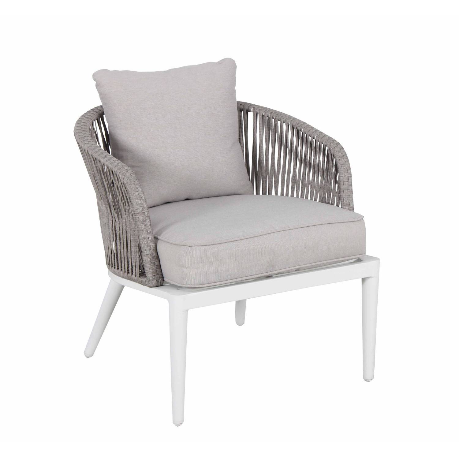 Autre - Salon de jardin cordes et aluminium - Blanc gris - intérieur/extérieur - CARMEN - Imagen 4