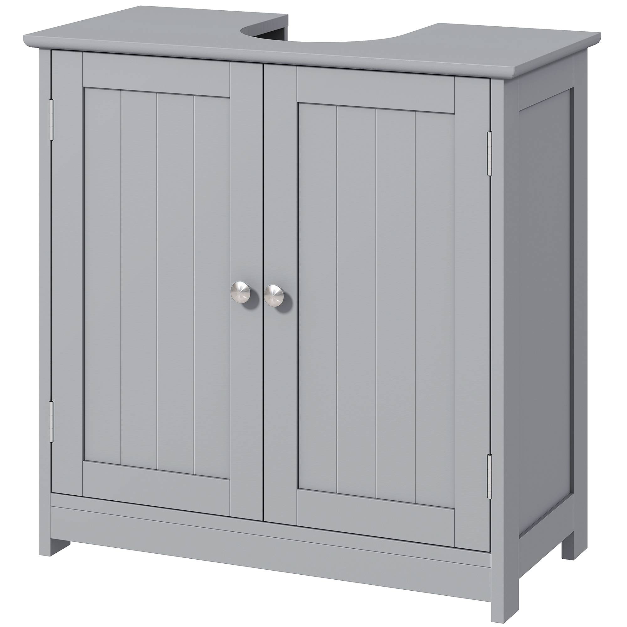 Sans Marque - Meuble salle bain sous lavabo meuble sous-vasque placard 2 portes étagère 60x30x60 cm bois Gris - Image 2