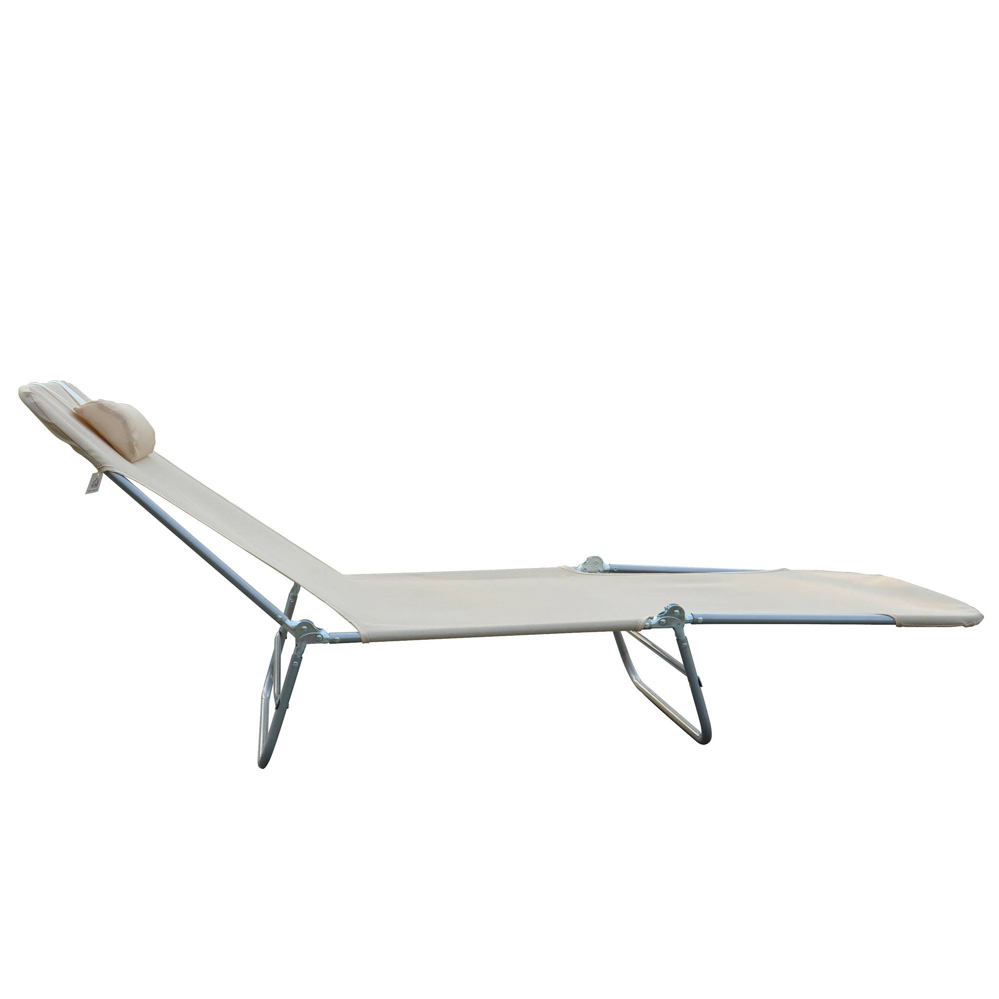 Sans Marque - Transat pliant avec dossier inclinable et coussin, 182 x 56 x 24,5 cm - Image 2