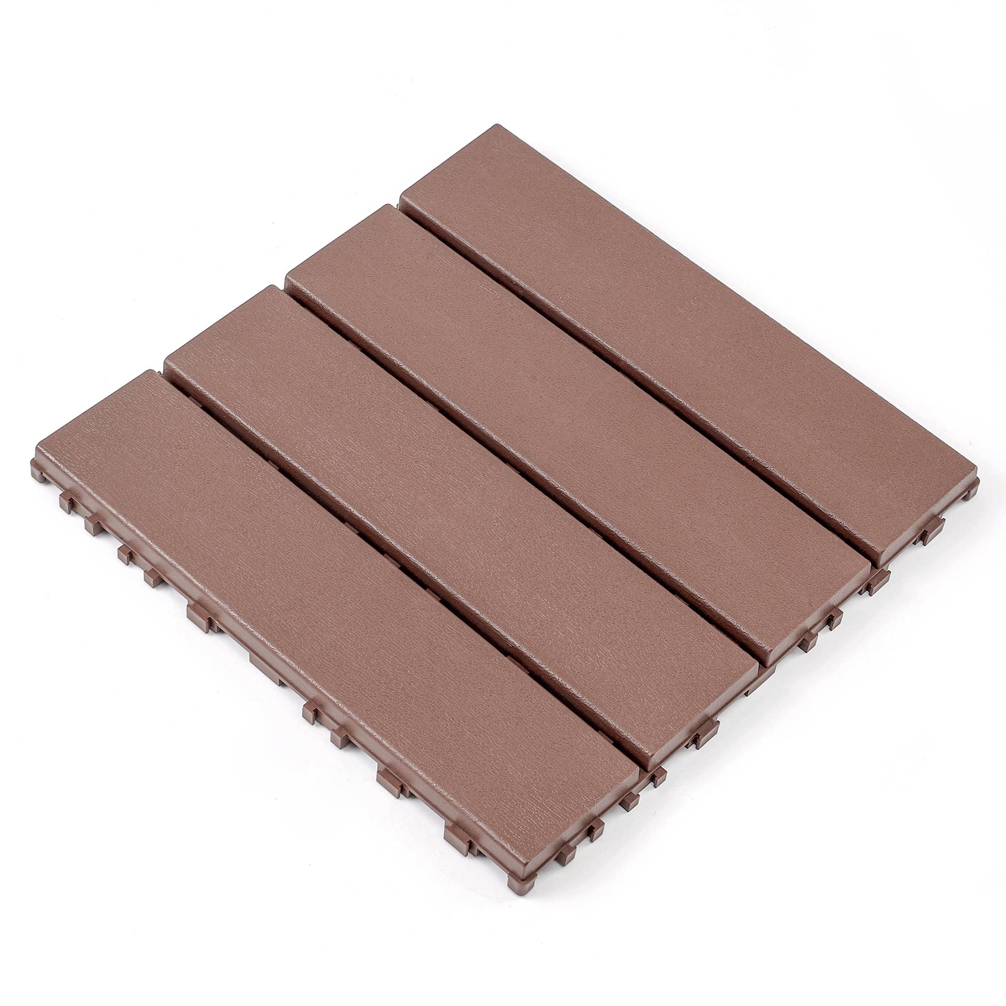 Dalles de Terrasse Clipsables PP Balcon Jardin Imperméable 30,5x30,5cm Marron Lot 44 - ComfortXL Outdoor Living - Image 1