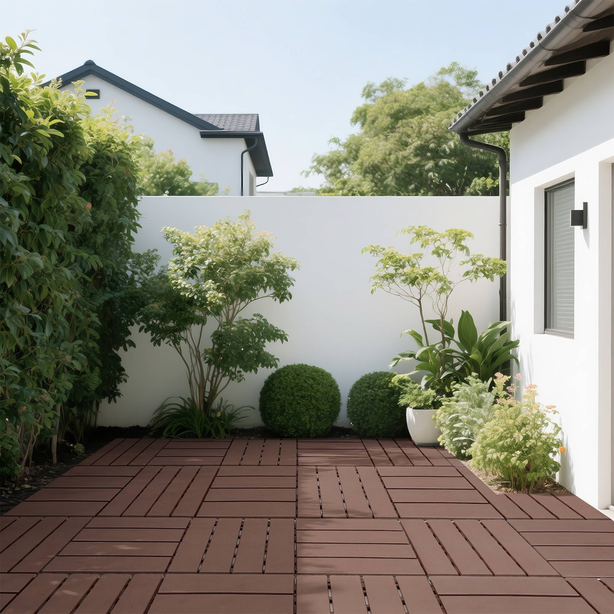 Dalles de Terrasse Clipsables PP Balcon Jardin Imperméable 30,5x30,5cm Marron Lot 44 - ComfortXL Outdoor Living - Image 8