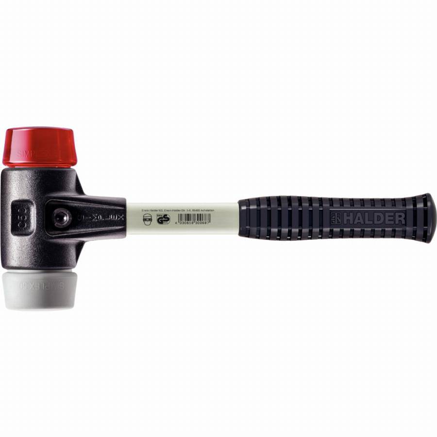 Maillet HALDER SIMPLEX TPE moyen / plastique avec boîtier en fonte malléable renforcée et manche en fibre de verre - D=50 mm - 3736.050