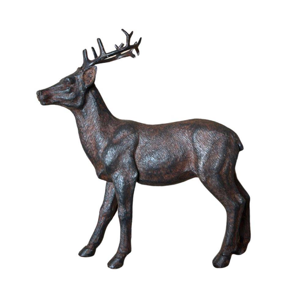 Statue statuette extérieure jardin cerf résine marron 17cm Chemin de campagne - Imagen 1