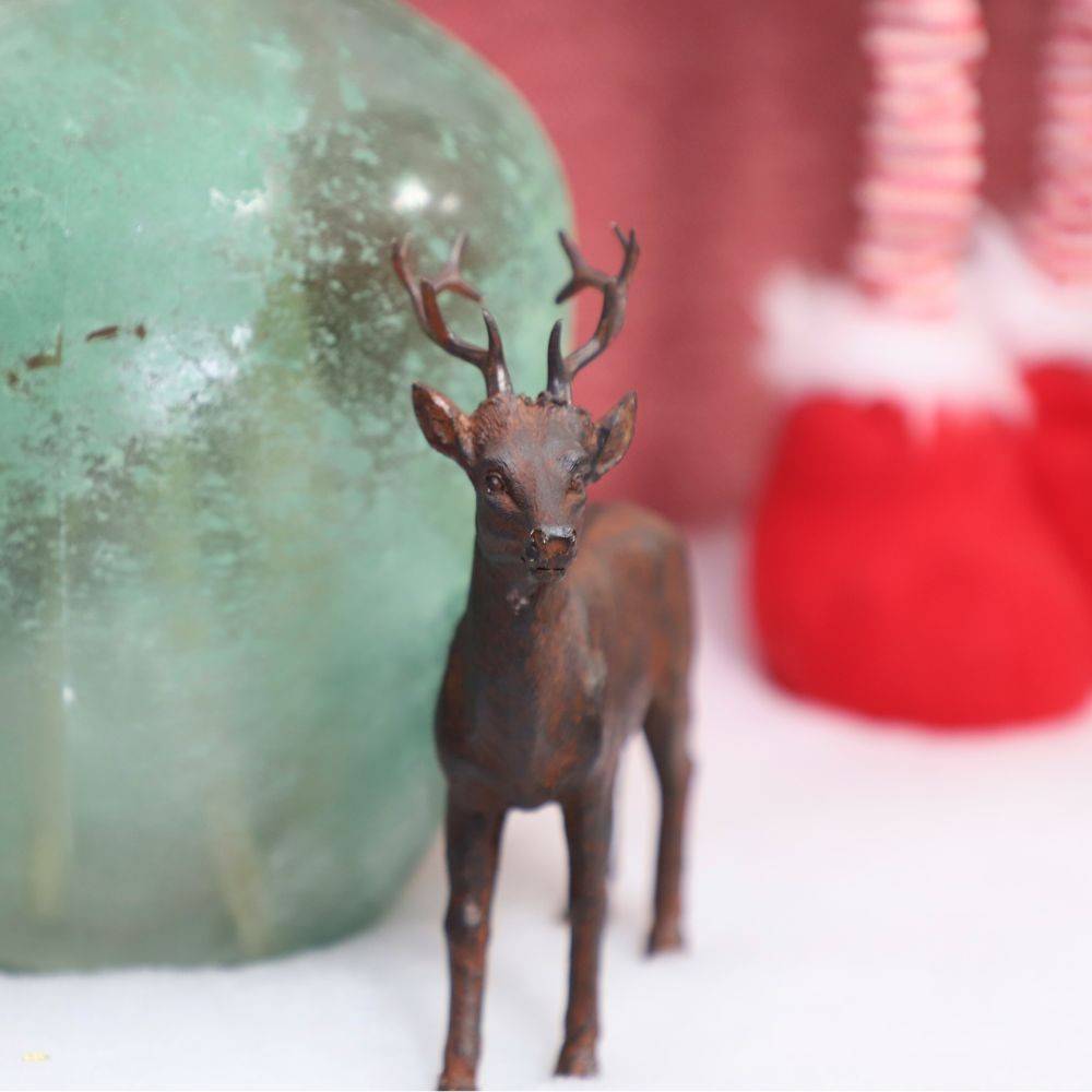 Statue statuette extérieure jardin cerf résine marron 17cm Chemin de campagne - Imagen 4