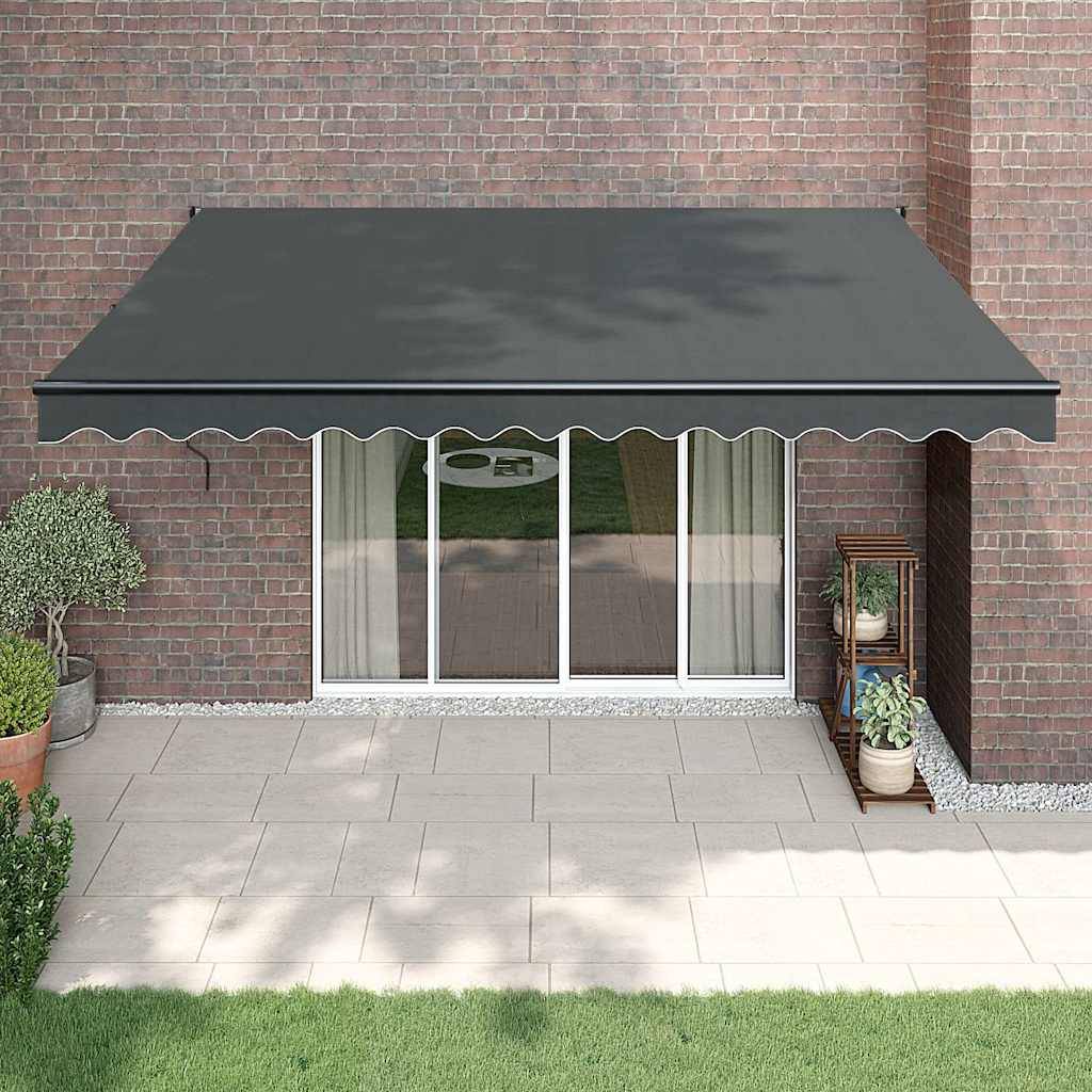 Grand auvent rétractable mural aluminium terrasse bouclier soleil anthracite 4,5x3 m - ComfortXL Outdoor Living