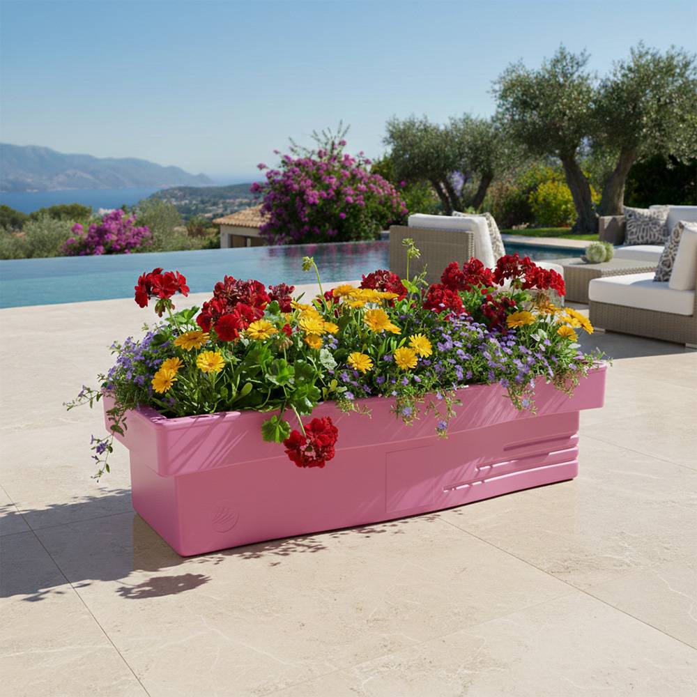 Jardinière design effet pierre 70l avec réserve d'eau-plast'up rotomoulage - Imagen 2