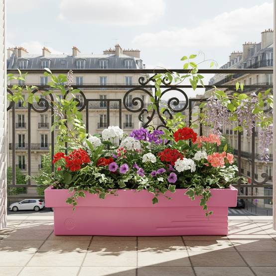 Jardinière design effet pierre 70l avec réserve d'eau-plast'up rotomoulage - Imagen 4