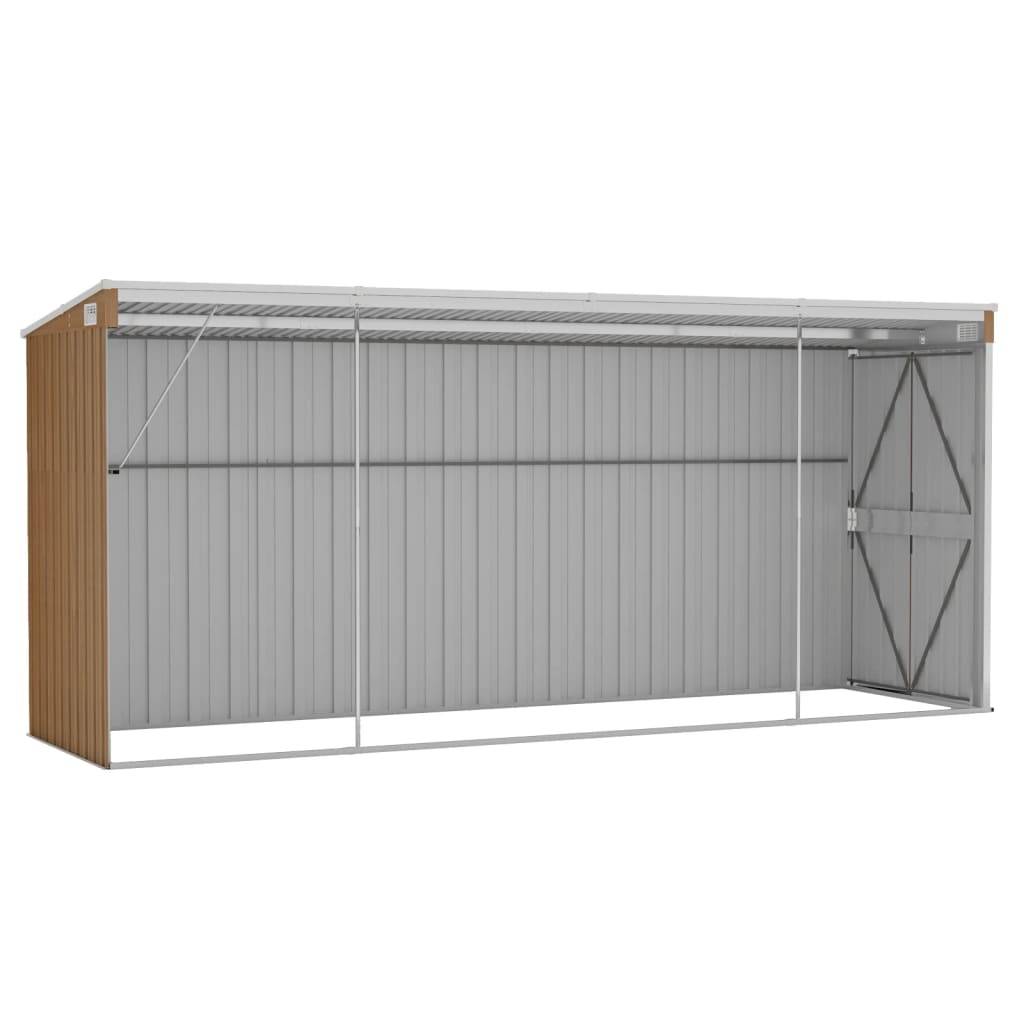 Helloshop26 - Abri de jardin cabane cabanon maison de stockage remise extérieur hangar outils robuste mural 118 x 382 x 178 cm acier galvanisé marron - Imagen 5