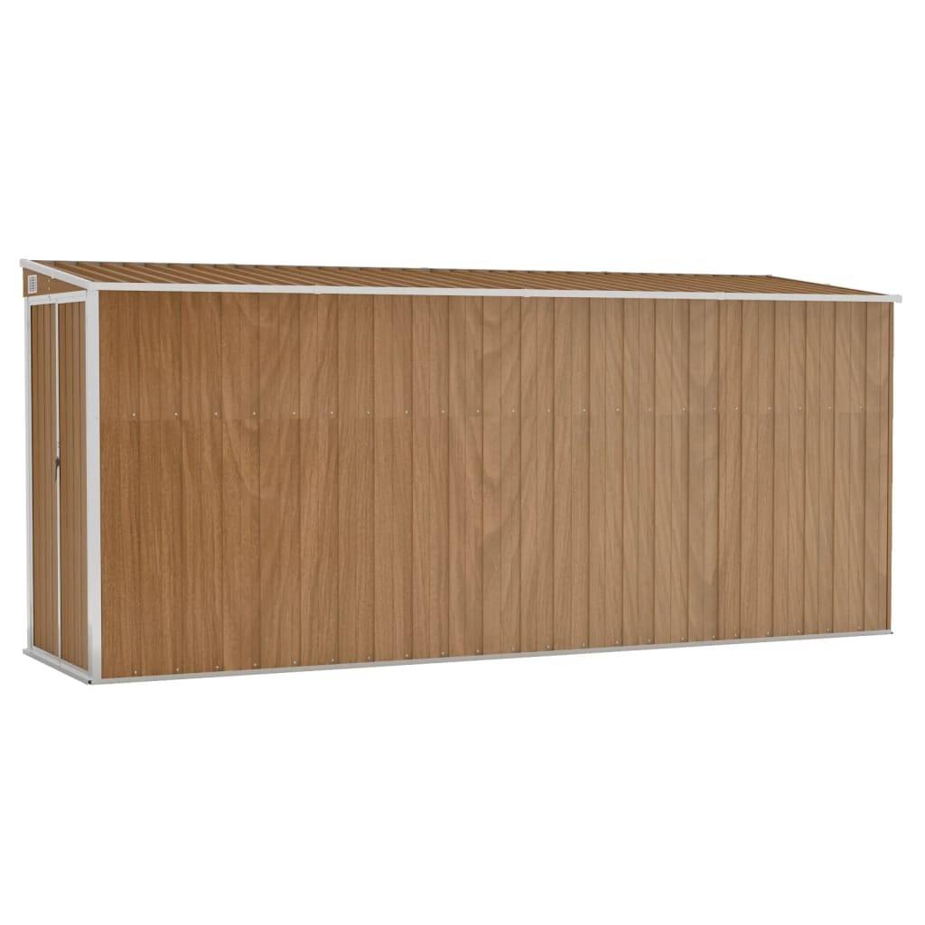 Helloshop26 - Abri de jardin cabane cabanon maison de stockage remise extérieur hangar outils robuste mural 118 x 382 x 178 cm acier galvanisé marron - Imagen 1