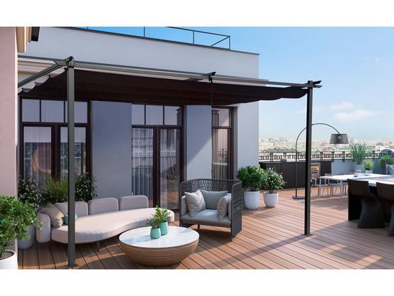 Habitat Et Jardin - Pergola Adossée En Métal Avec Toit Rétractable - 3 X 4 M - Gris Anthracite -habitat Et Jardin - Image 2