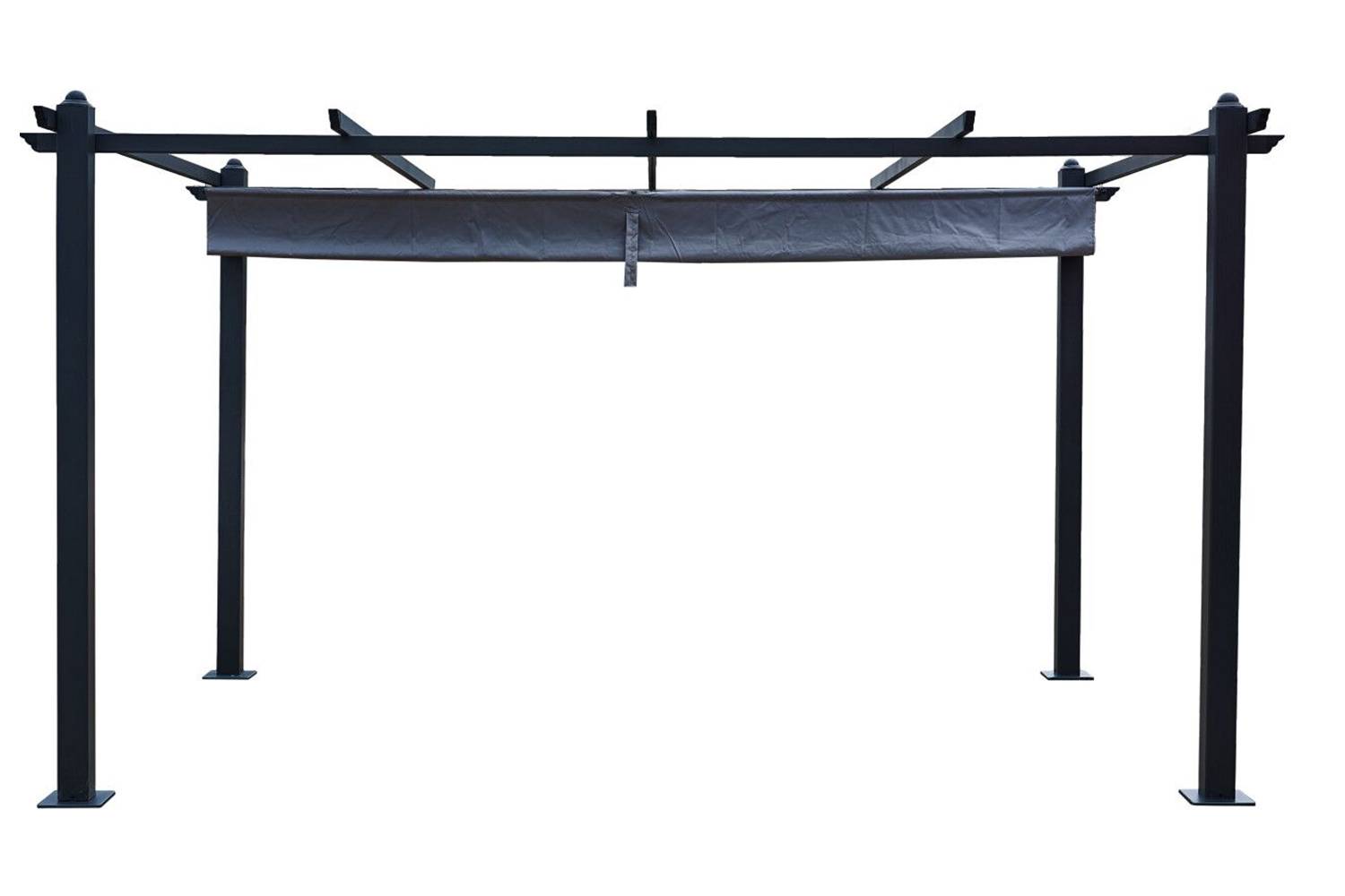 Pergola auto-portée 3 x 4 m avec toile rétractable grise NILA - Image 1