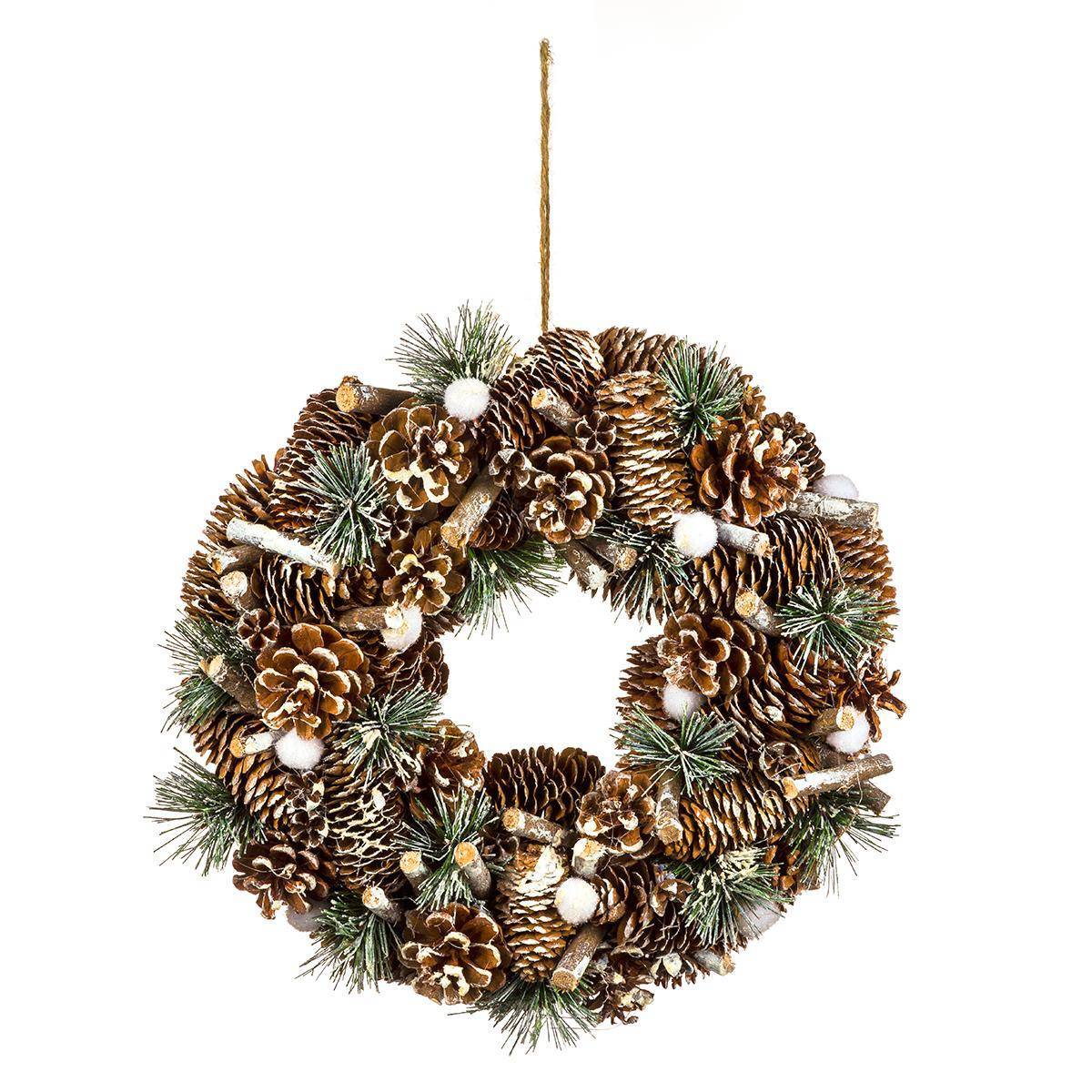 Feeric Christmas - Couronne pommes de pin et branches pailletées 34cm - Feeric Lights & Christmas - Imagen 1