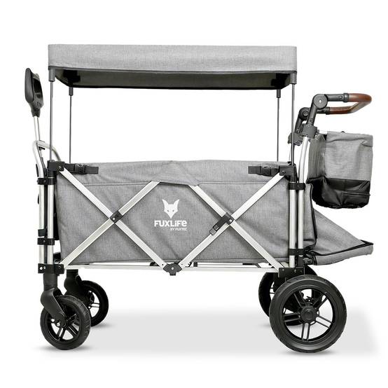 Chariot de Transport Enfants Pliable FUXLIFE by FUXTEC FX-CTL950 Gris Premium – Toit Solaire, Ceintures 5 Points, Intérieur Confort, Sac Isotherme - Image 1