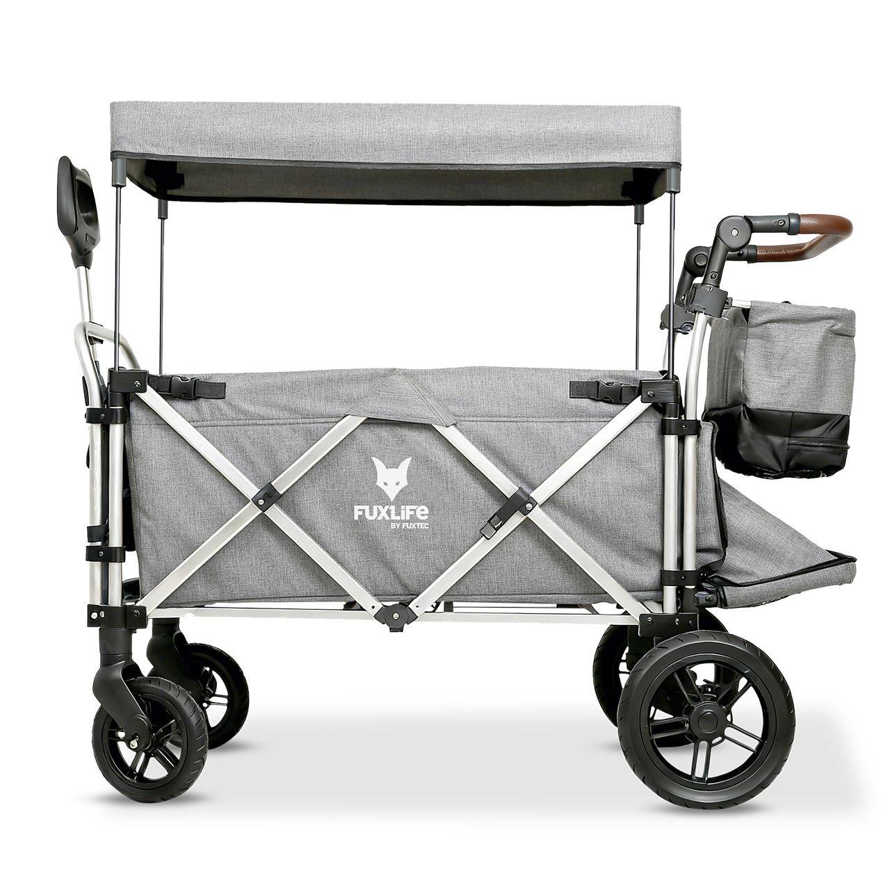 Chariot de Transport Enfants Pliable FUXLIFE by FUXTEC FX-CTL950 Gris Premium – Toit Solaire, Ceintures 5 Points, Intérieur Confort, Sac Isotherme - Image 1