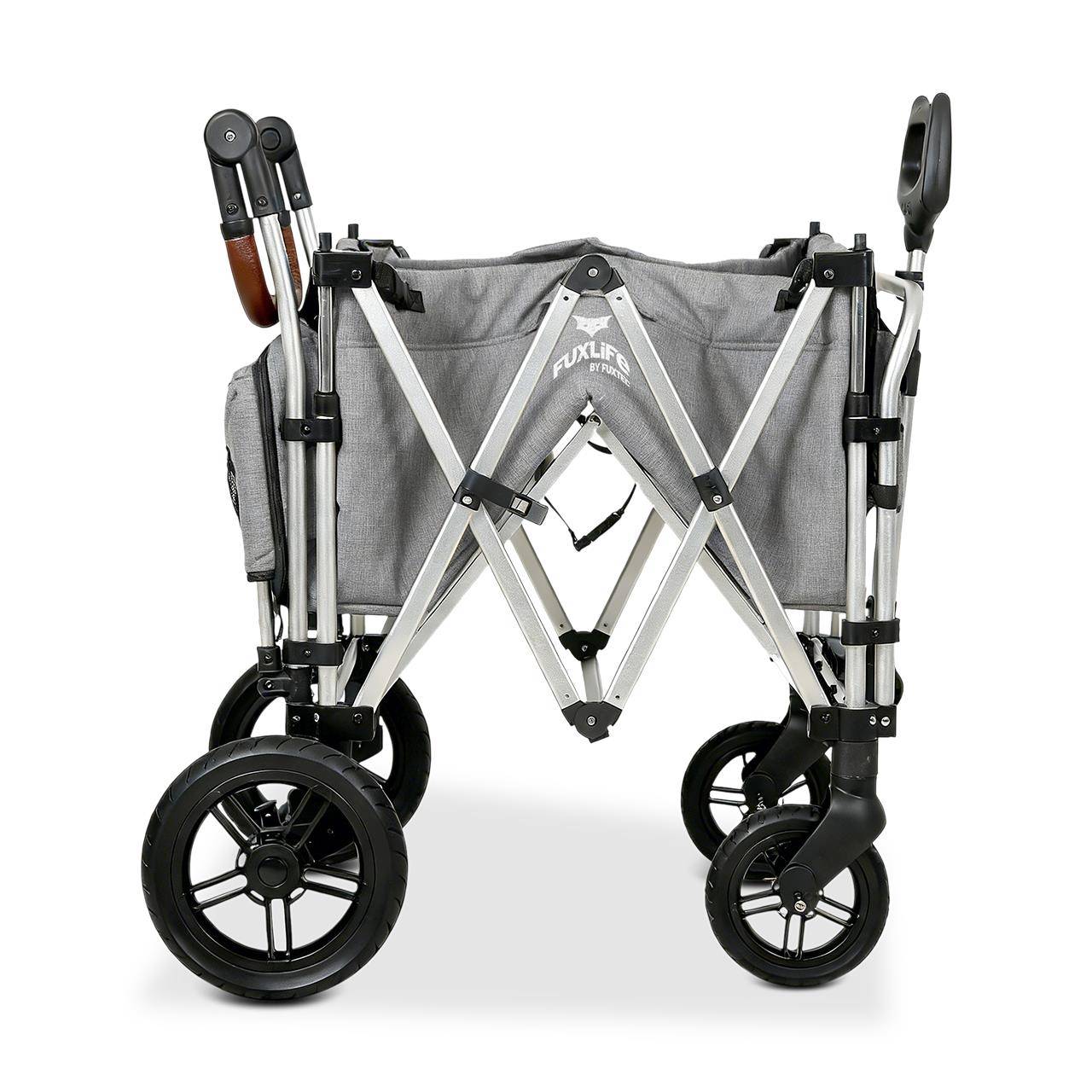 Chariot de Transport Enfants Pliable FUXLIFE by FUXTEC FX-CTL950 Gris Premium – Toit Solaire, Ceintures 5 Points, Intérieur Confort, Sac Isotherme - Image 6