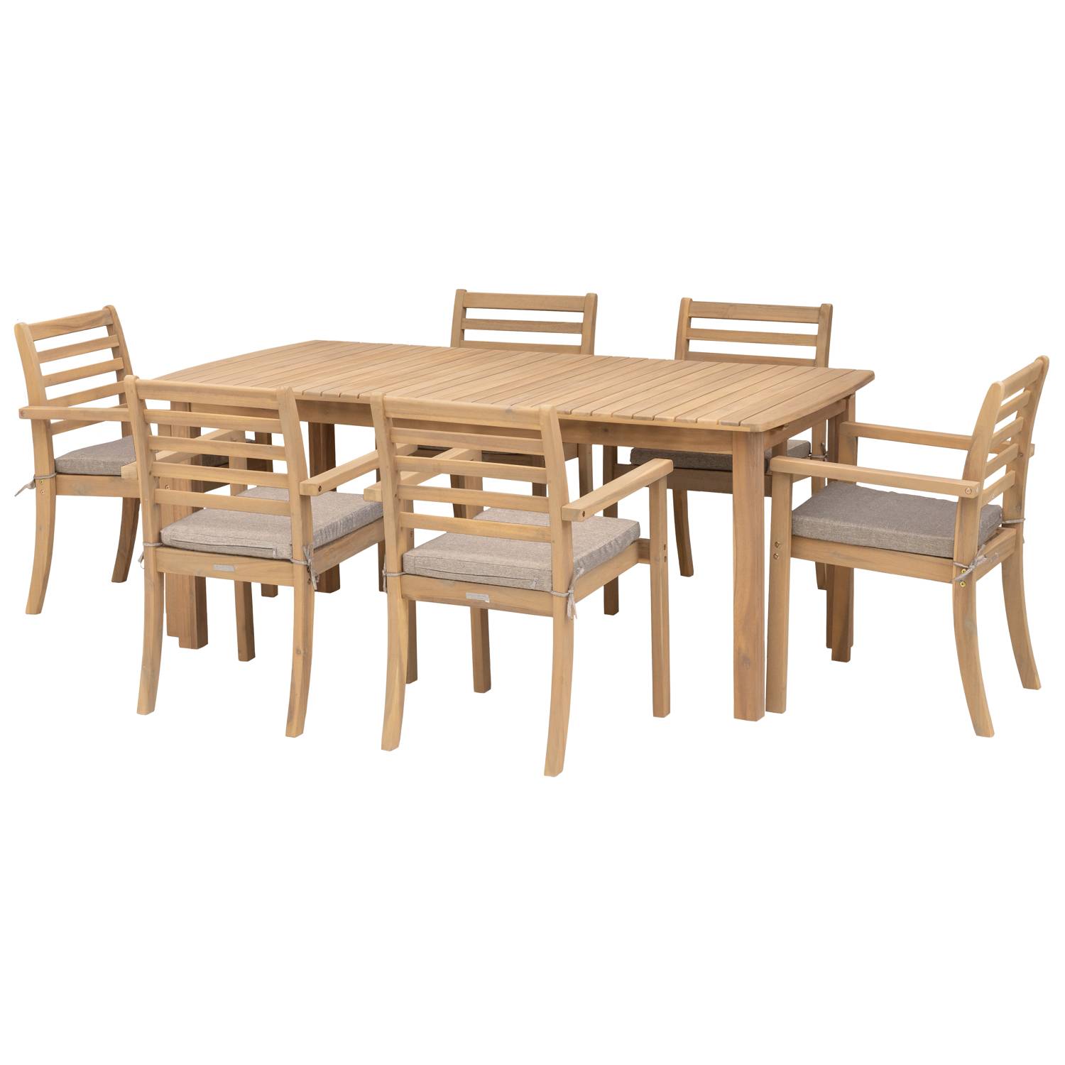 Salon de jardin extensible 180/240cm PADAR en acacia 8 places - coussins sable - HAPPY GARDEN - Image 4