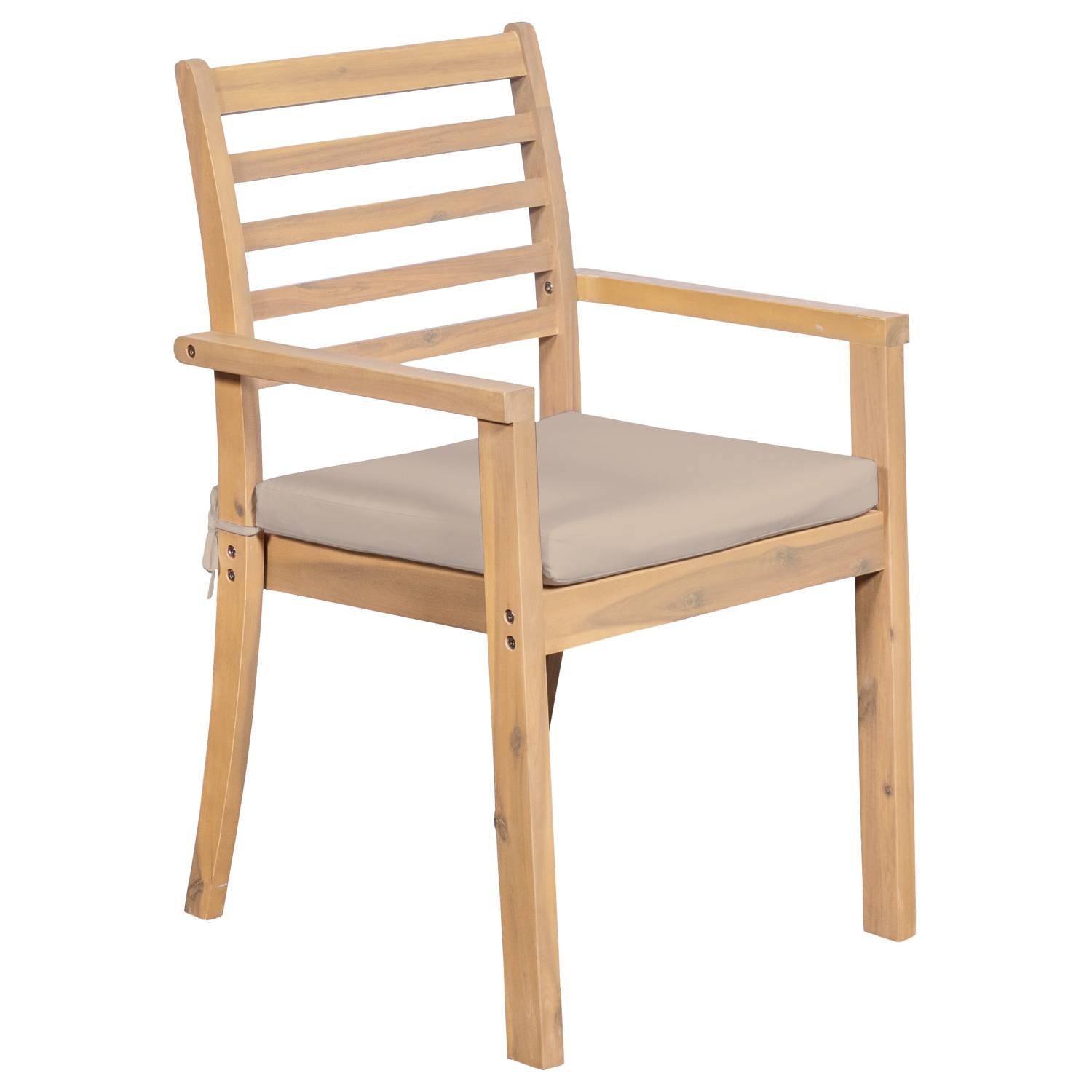 Salon de jardin extensible 180/240cm PADAR en acacia 8 places - coussins sable - HAPPY GARDEN - Image 7