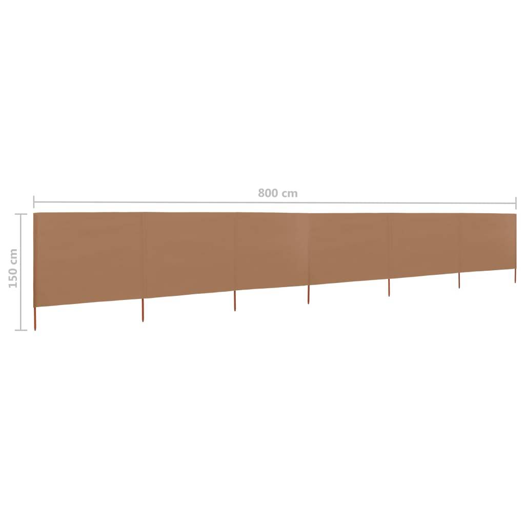 Helloshop26 - Brises-vue paravent 6 panneaux tissu 800 x 120 cm taupe - Imagen 6