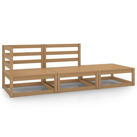 Helloshop26 - Salon de jardin meuble d'extérieur ensemble de mobilier 3 pièces marron miel bois de pin massif - Imagen 1