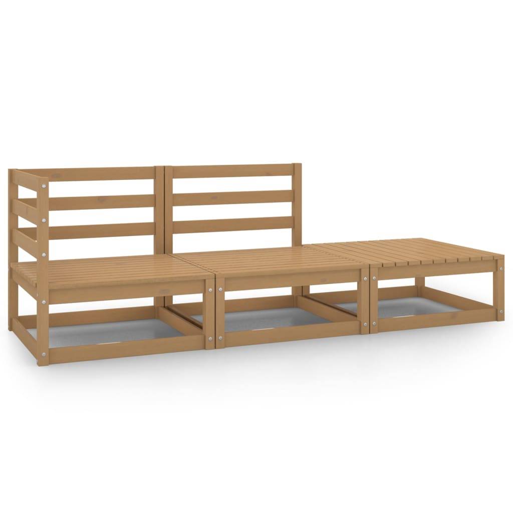 Helloshop26 - Salon de jardin meuble d'extérieur ensemble de mobilier 3 pièces marron miel bois de pin massif - Imagen 1