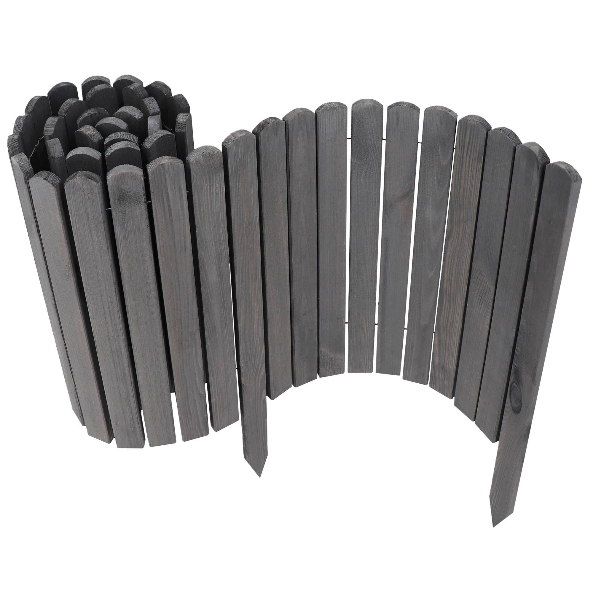 Clôture bois rouleau Gris 40x200 cm – Grande bordure jardin, séparation pelouse, massif, extérieur - Image 2