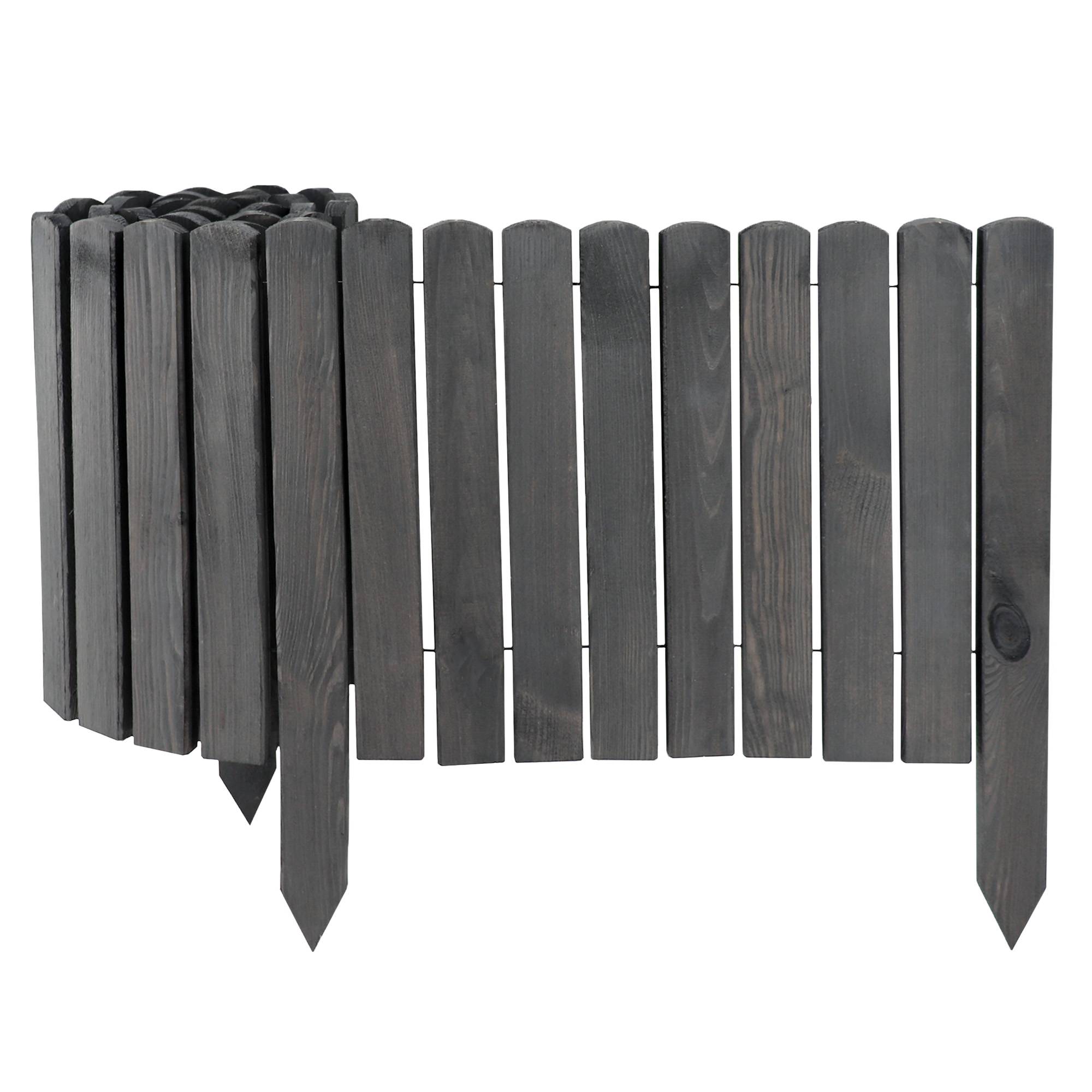 Clôture bois rouleau Gris 40x200 cm – Grande bordure jardin, séparation pelouse, massif, extérieur - Image 1