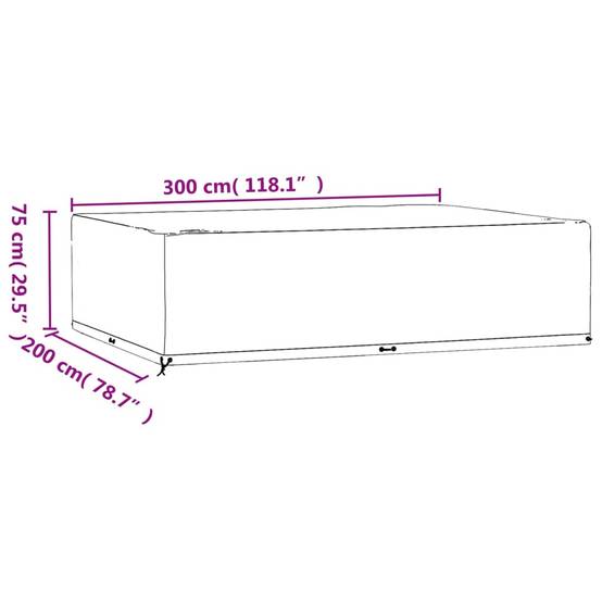 ComfortXL - Bâche de Protection Rectangulaire PE Imperméable Anti-UV pour Table de Jardin et Fauteuils Noir 300x200x75cm – ComfortXL Outdoor Living - Image 9