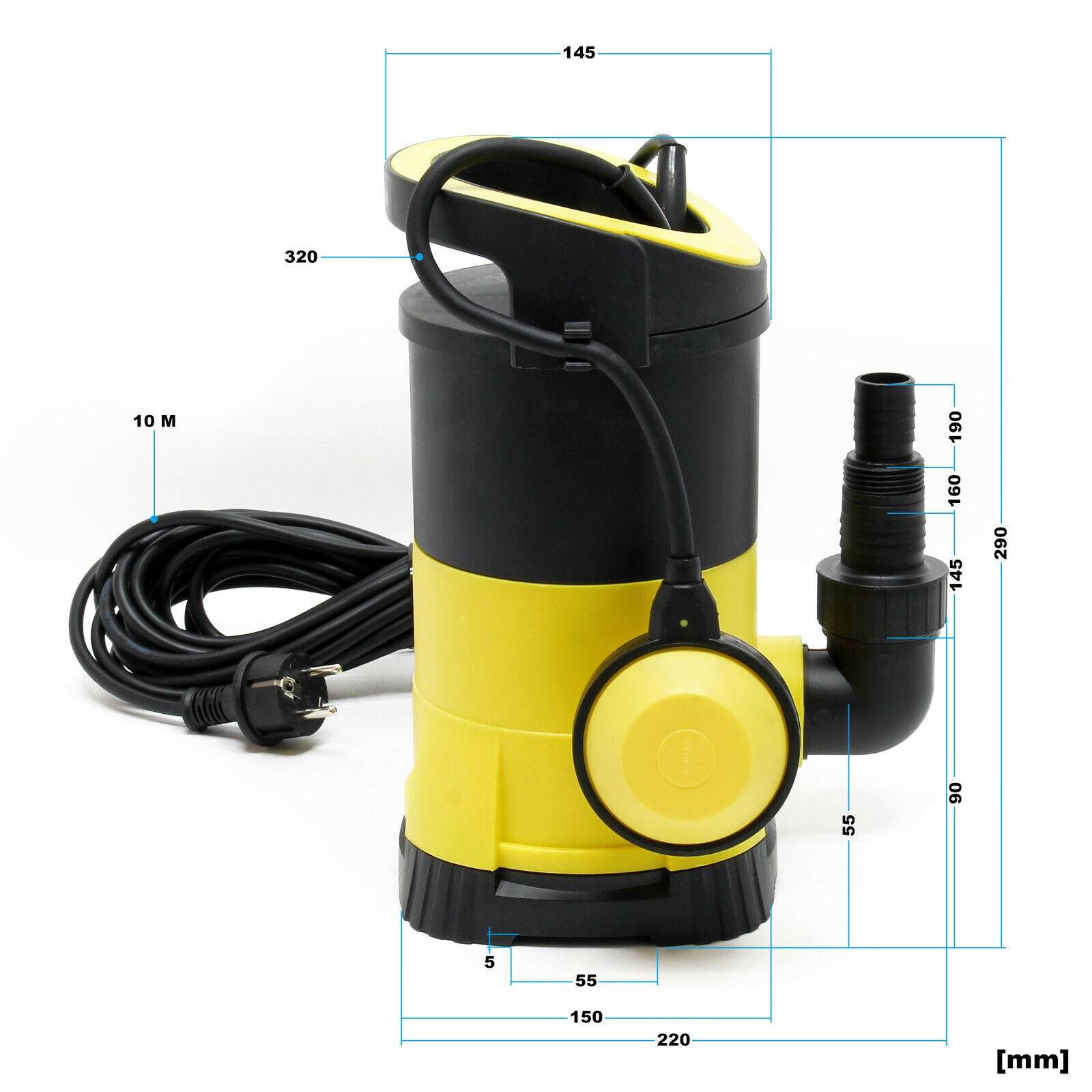 Helloshop26 - Pompe pour eaux usées 5000l/h 250 watts pompe submersible construction drainage jaune - Imagen 3
