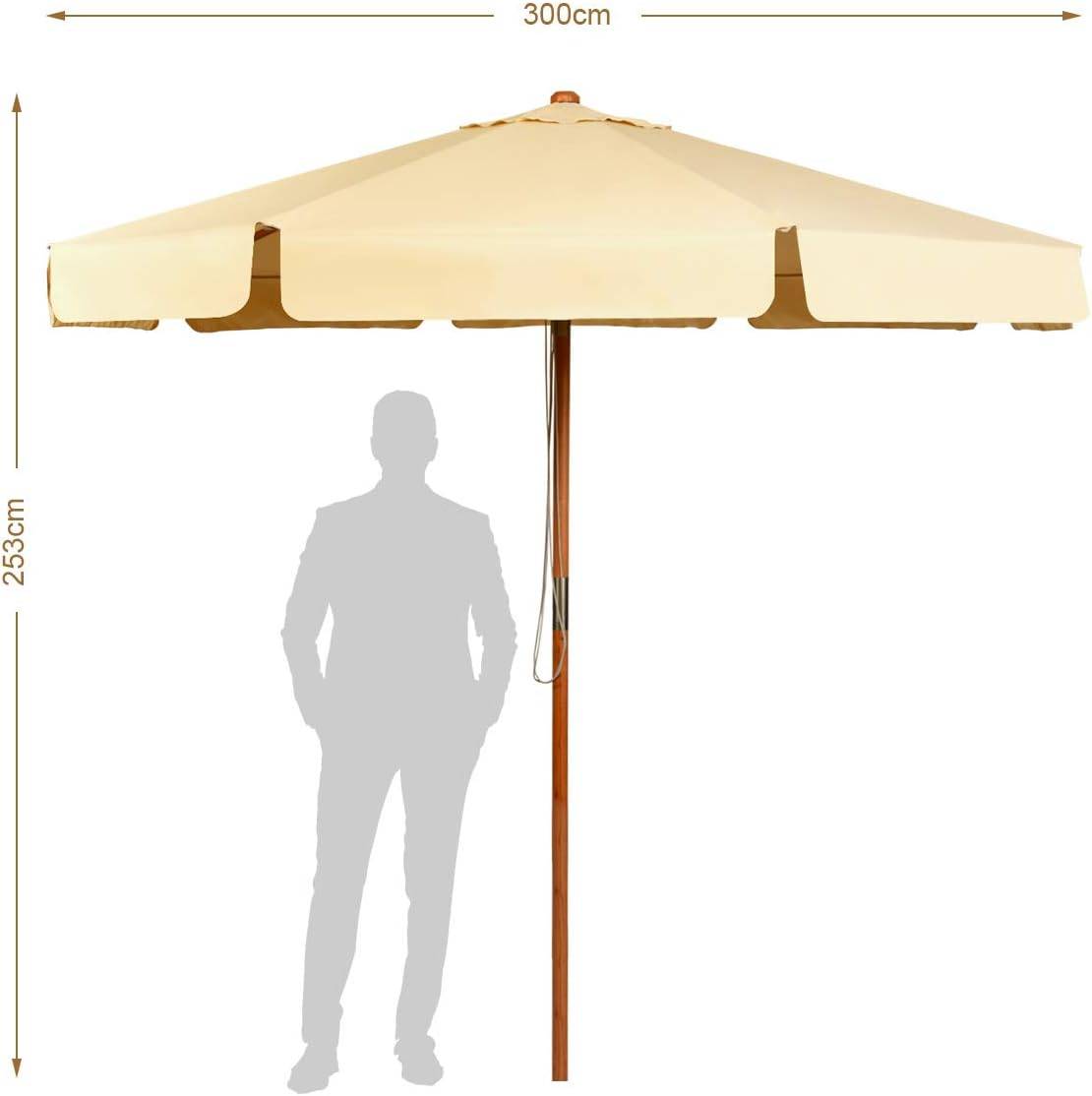Costway - parasol inclinable ø300cm avec manivelle anti-uv,protection solaire toile polyester imperméable pour jardin,terrasse, balcon - Image 5