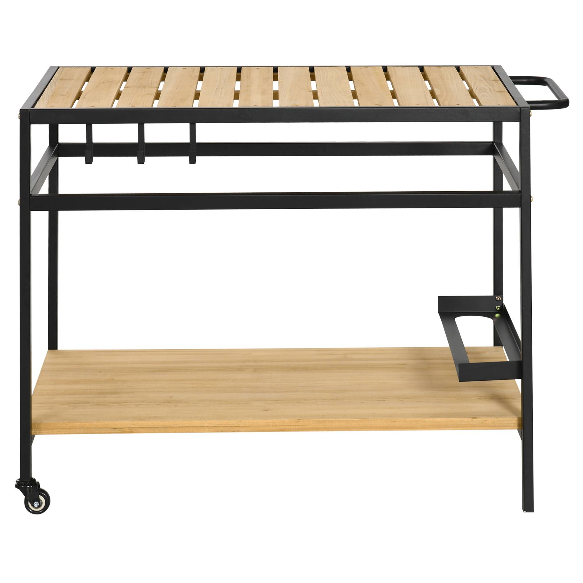 Desserte de jardin bois et métal noir naturel 107 x 65 x 80 cm - PANGIVO - Image 2