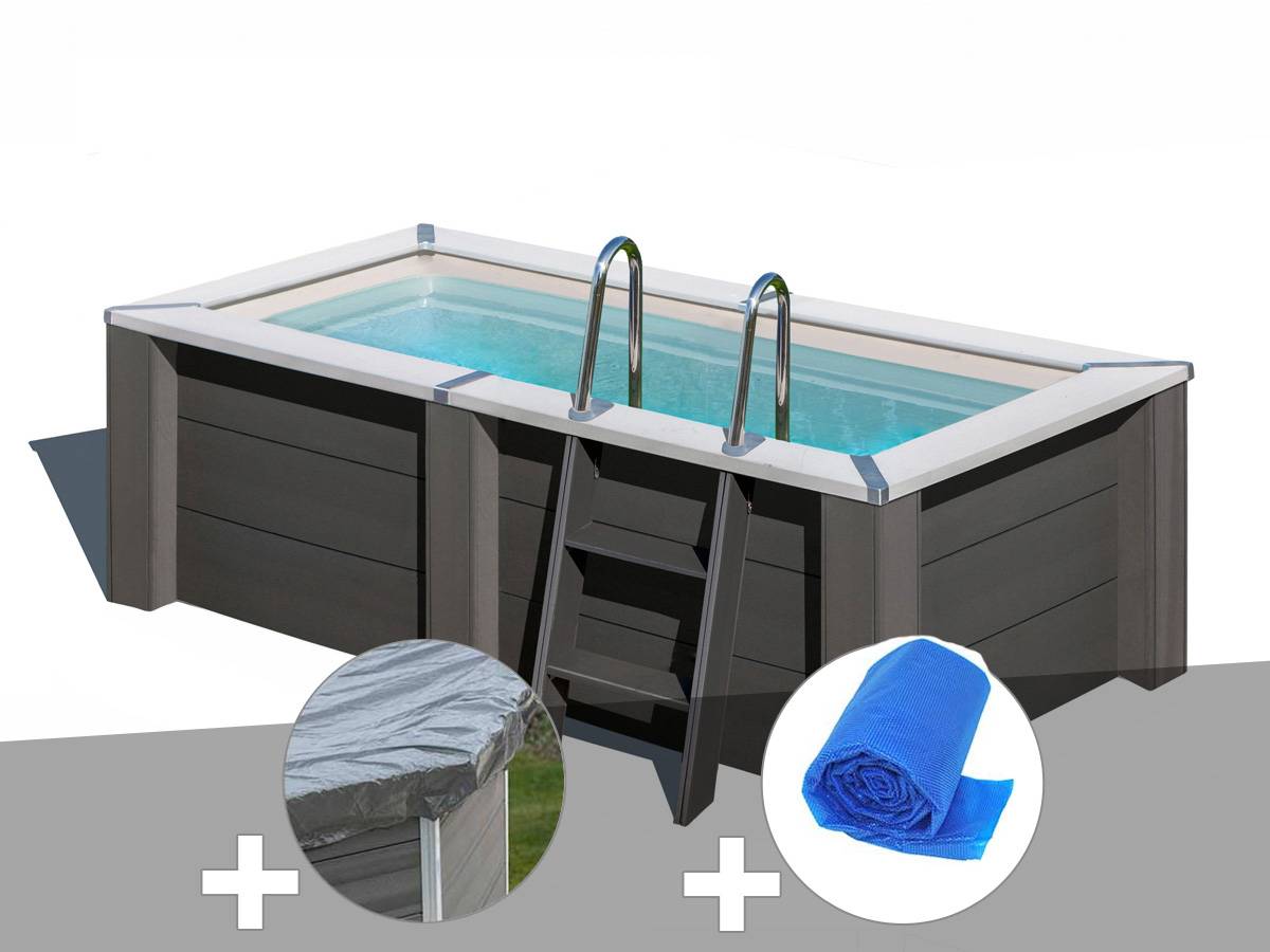 Gré - Kit piscine composite Gré Avant-Garde carrée 3,15 x 1,75 x 0,96 m + Bâche hiver + Bâche à bulles - Image 2