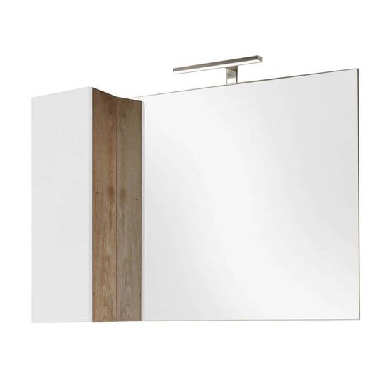 Ensemble meuble vasque 110cm + rangement + armoire 1P blanc et aspect bois Cadiz - ARTURO - Image 3