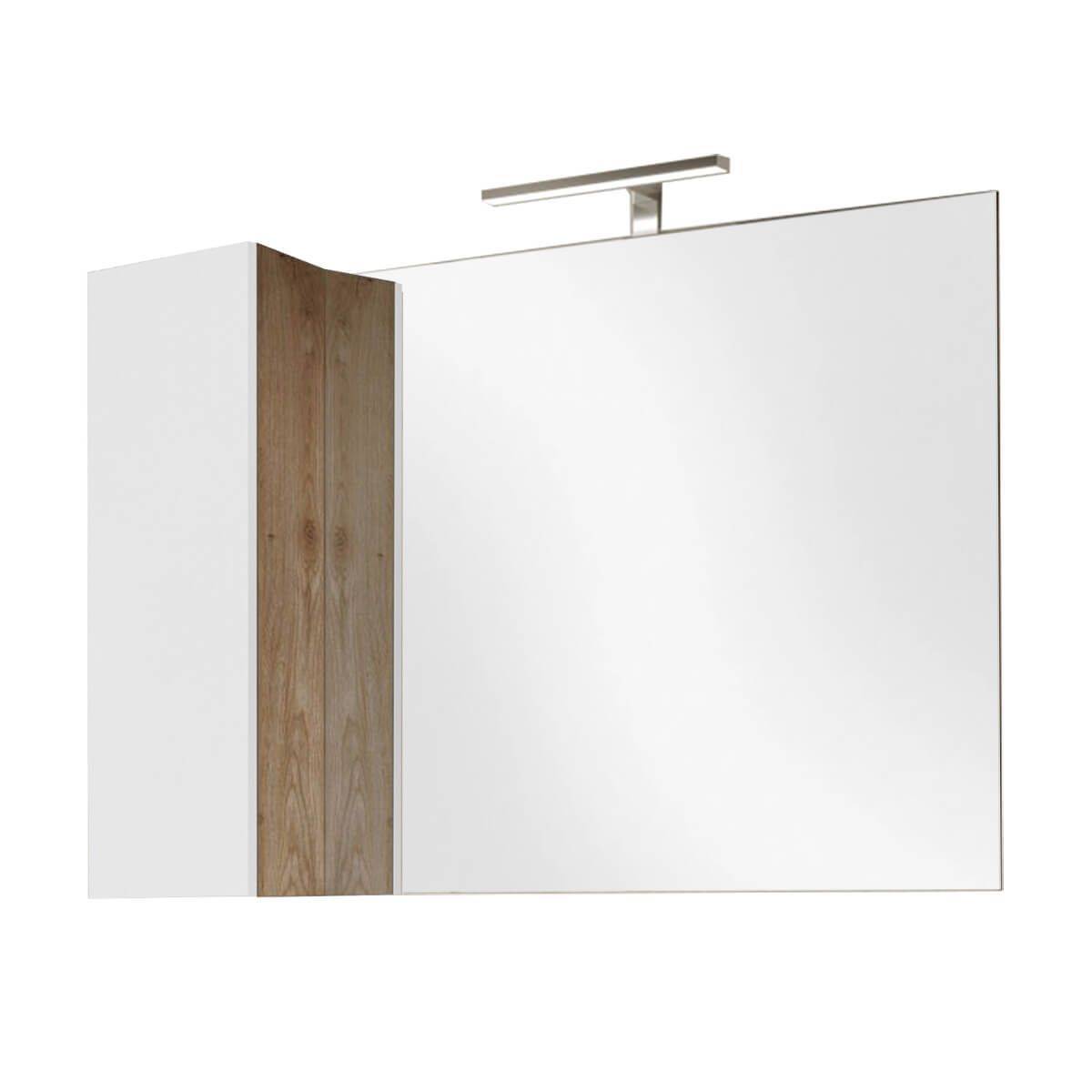 Ensemble meuble vasque 110cm + rangement + armoire 1P blanc et aspect bois Cadiz - ARTURO - Image 3