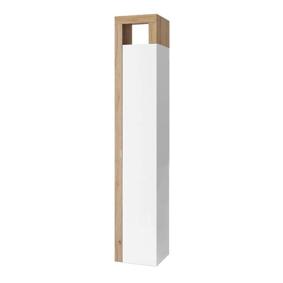Ensemble meuble vasque 110cm + rangement + armoire 1P blanc et aspect bois Cadiz - ARTURO - Image 5