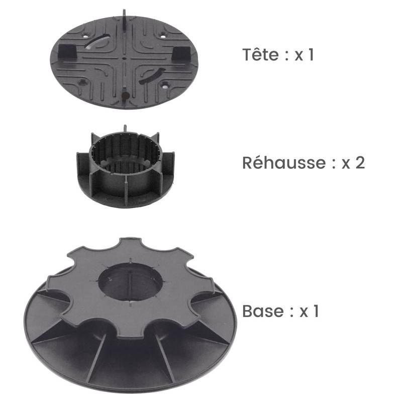 Jardinex - Plot terrasse dalle réglable 11 - 14 cm - Noir - Jardinex - Imagen 2