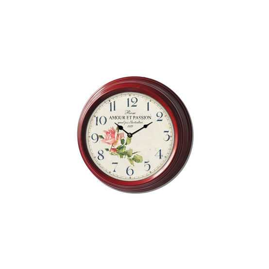 ° Horloge murale décorative cuisine salon vintage métal bordeaux Ø.22 cm Chemin de campagne - Imagen 1